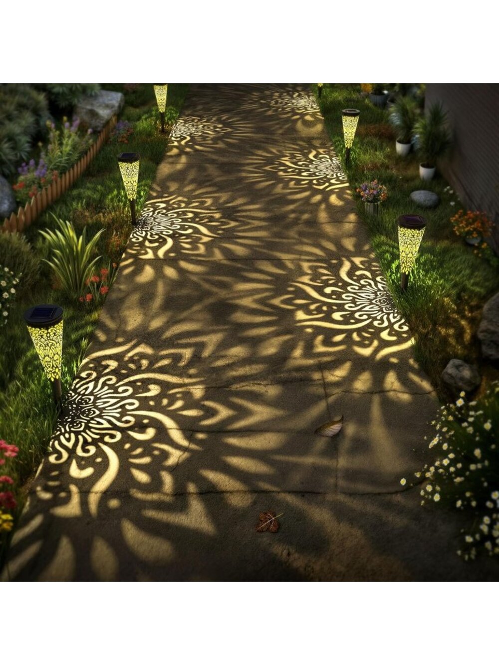 New 6-Pack Solar Pathway Lights Warm LED Waterproof Landscape Lights for Yards - Picture 3 of 6